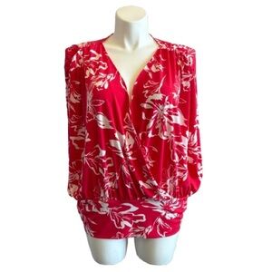 INC International Concepts Red Floral Blouse Top Size 2X Dolman Sleeves NWT $49